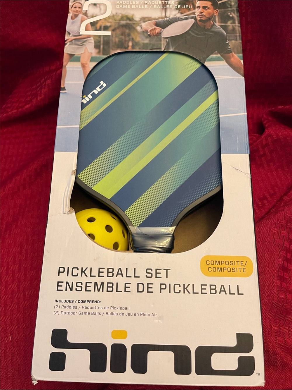 Hind Paddle Set in Blue and Lime with Yellow Balls